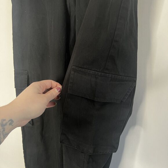 boohoo MAN Cargo Pants Black Flap Pocket Y2K Style Cotton Women's Size Small - Picture 5 of 11